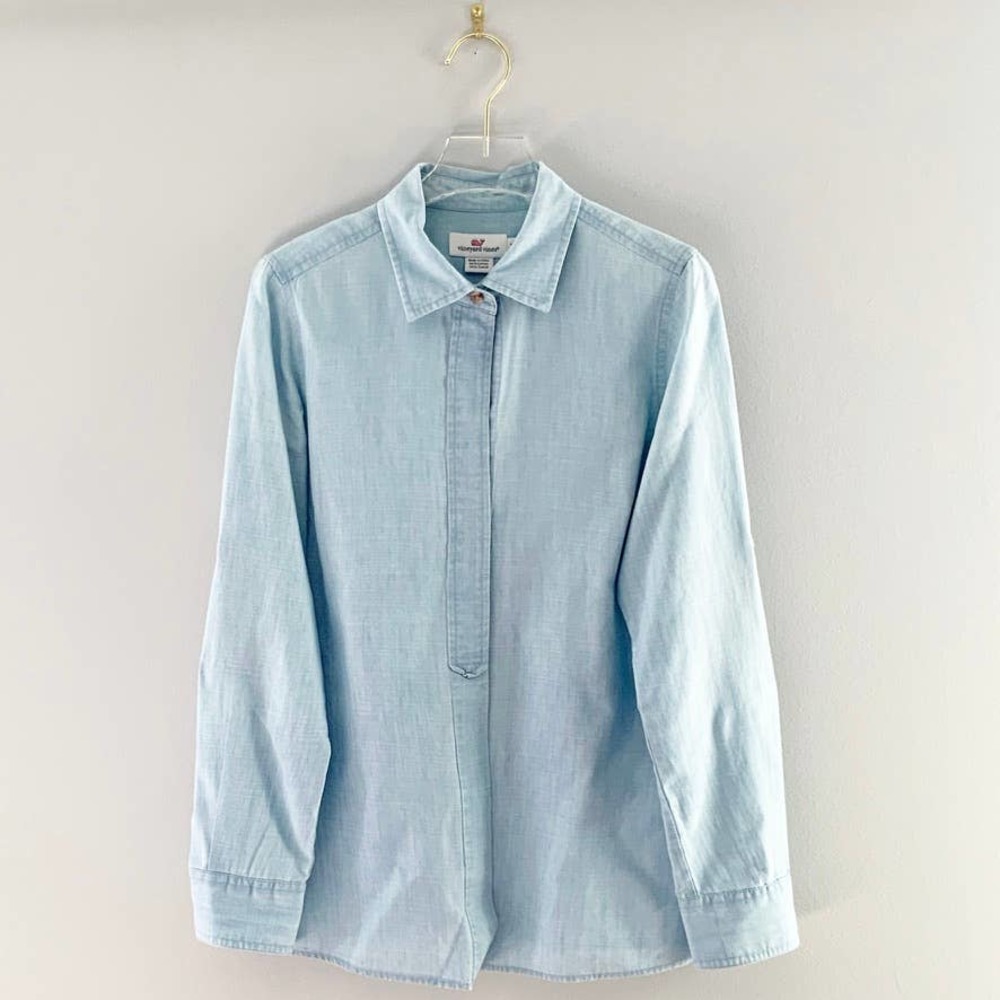 Vineyard Vines Chambray Button-Down Blouse 2 NWOT